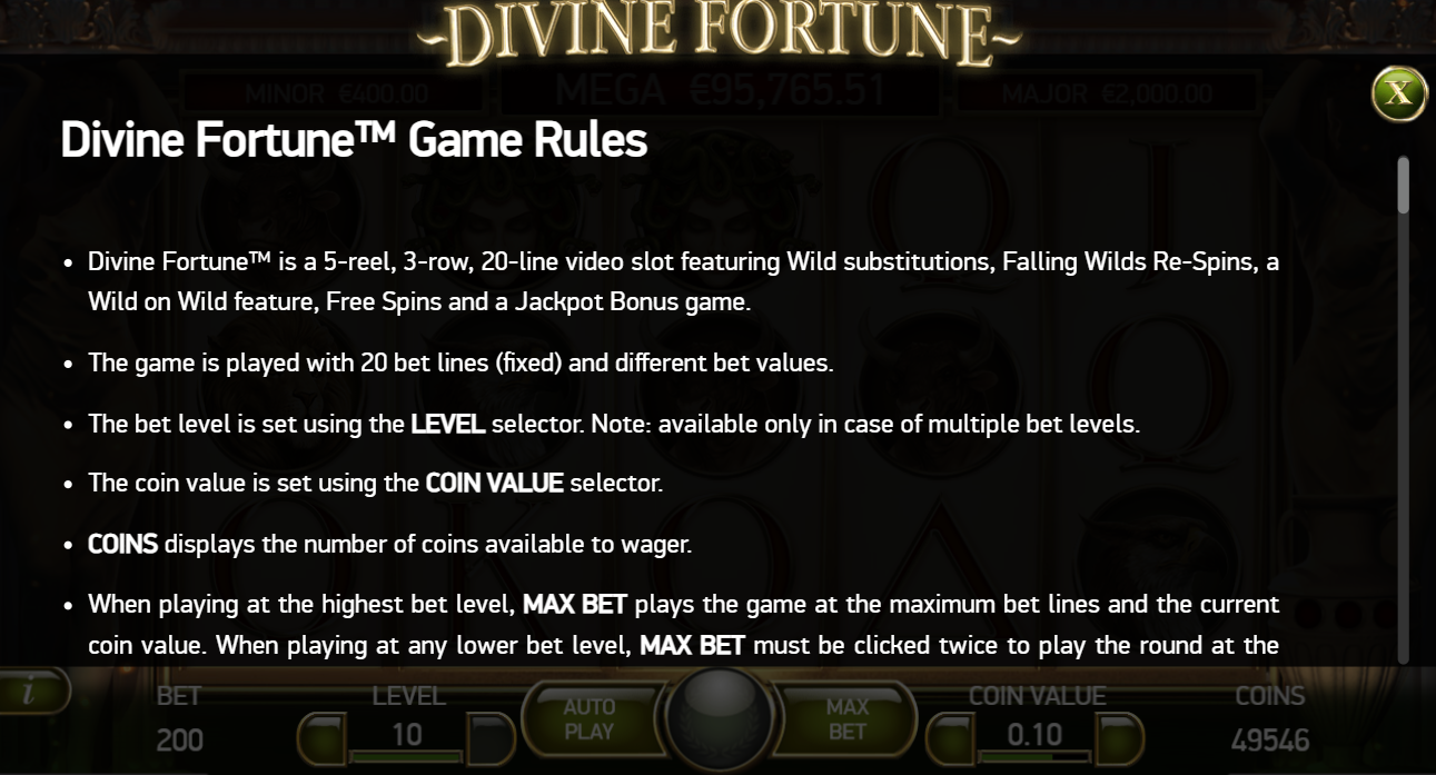 Divine Fortune Spilleregler